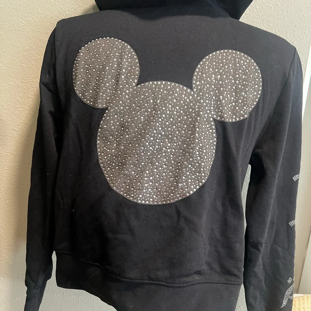 NWT Disney Black Hoodie with Glitter Mouse Logo 💫 - Picture 1 of 8